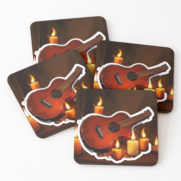 Item preview, Acoustic Guitar with Glowing Candlelight designed and sold by InkspiredCreation.