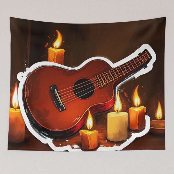 Item preview, Acoustic Guitar with Glowing Candlelight designed and sold by InkspiredCreation.