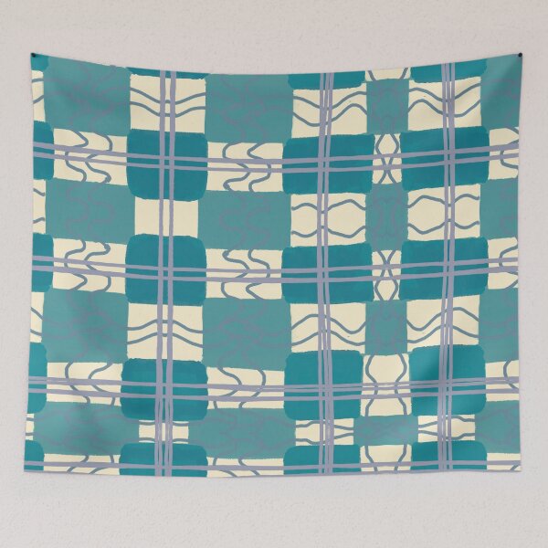 Item preview, Abstract Teal Plaid Pattern - Modern Geometric Watercolor Design - Trendy Hand-Drawn Grid Art - Stylish Blue Green Checkered Print Illustration Jemma Jamie Skidmore  designed and sold by Jemma Jamie Skidmore.
