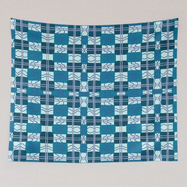 Item preview, Copy of Abstract Teal Plaid Pattern - Modern Geometric Watercolor Design - Trendy Hand-Drawn Grid Art - Stylish Blue Green Checkered Print Illustration Jemma Jamie Skidmore  designed and sold by Jemma Jamie Skidmore.