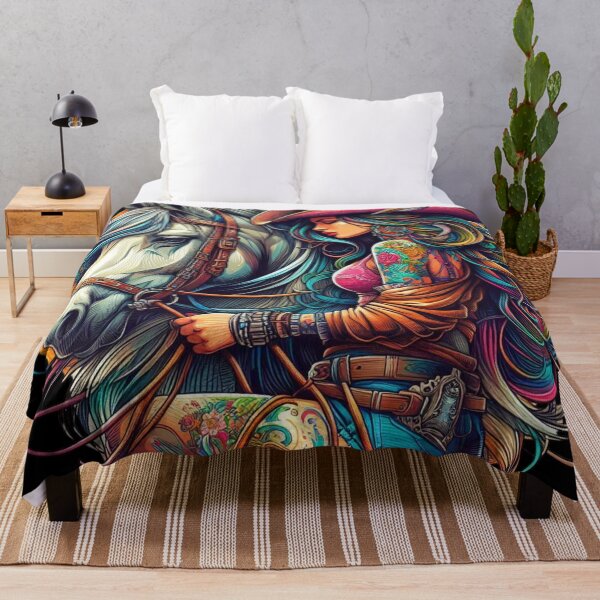 Item preview, Colorful Cowgirl with Horse and Tattoos designed and sold by mcaussieb.
