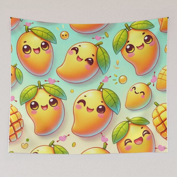 Item preview, Cute Cartoon Mango Pattern on Pastel Background for summer. designed and sold by Glam-OOTD.