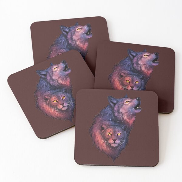 Item preview, Galaxy Wolf and Lion Art – Cosmic Animal Spirit Design designed and sold by Thread-Verse.