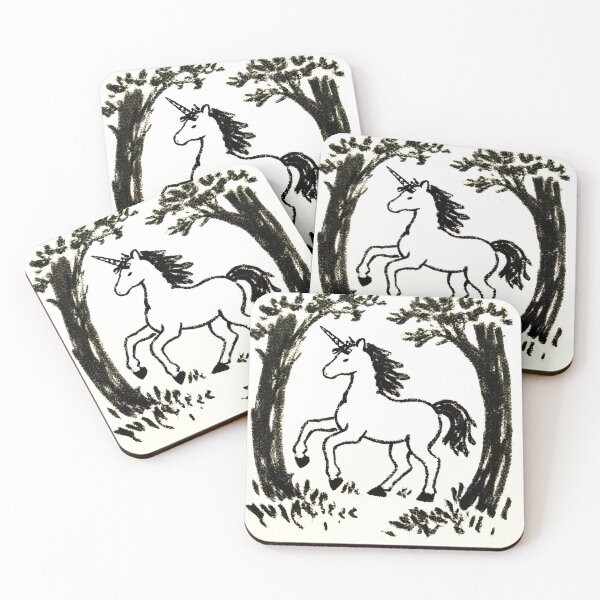 Item preview, Ink Sketch of a Mystical Unicorn in Enchanted Forest designed and sold by SunkenCost.