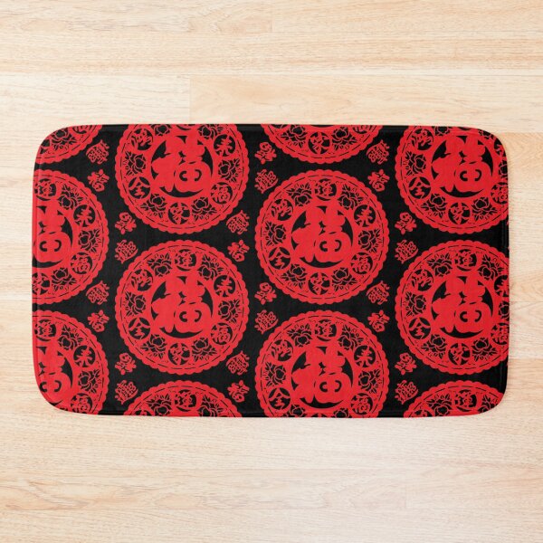 Item preview, Lucky sign Red Ink Beautiful flower Chinese paper cutting art and designs designed and sold by Bspaces.