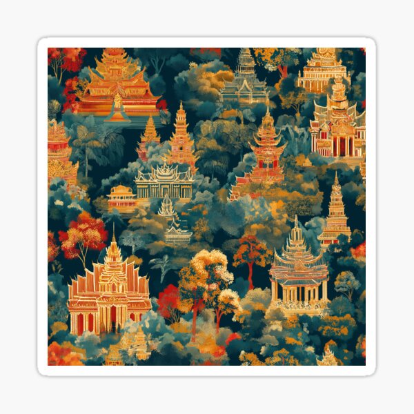 Item preview, Thai Mural Pattern Seamless designed and sold by 8890seamless.