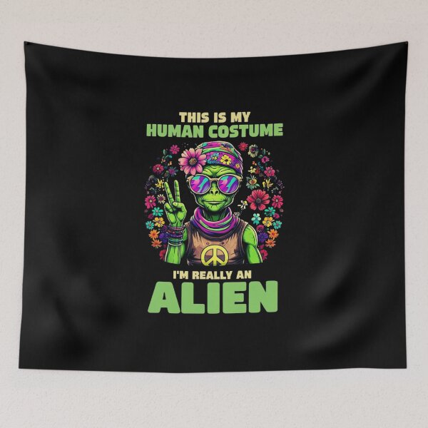 Item preview, Playful Hippie-Themed Alien Surrounded by Colorful Flowers – Psychedelic Boho Art designed and sold by Colorful-Garden.