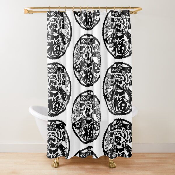 Item preview, Lucky sign black Ink Beautiful flowers Chinese paper cutting art and designs designed and sold by Bspaces.