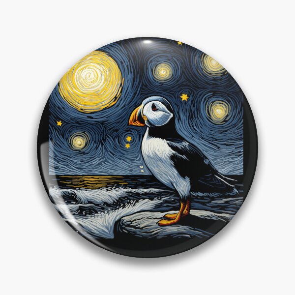 Item preview, Starry Night Puffin Bird Beak Coastal Van Gogh Bird Lover designed and sold by Kimberley King Art  King Art.