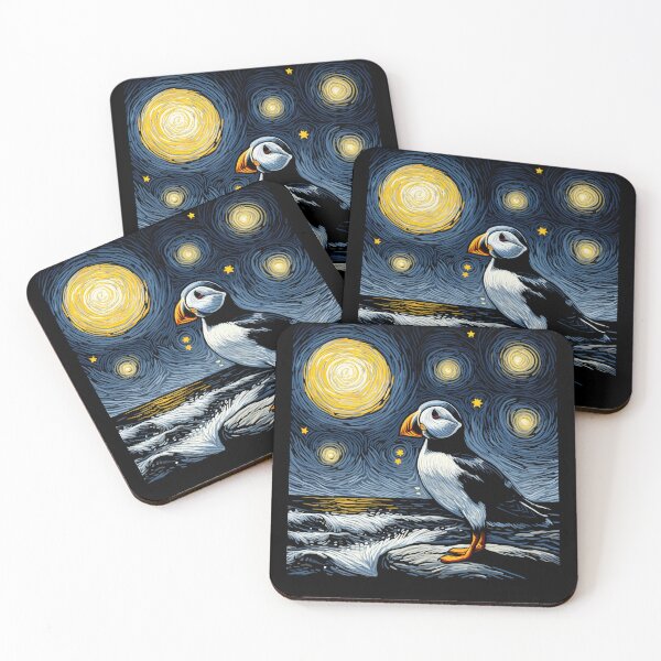 Item preview, Starry Night Puffin Bird Beak Coastal Van Gogh Bird Lover designed and sold by Kimberley King Art  King Art.