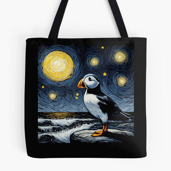 Item preview, Starry Night Puffin Bird Beak Coastal Van Gogh Bird Lover designed and sold by Kimberley King Art  King Art.