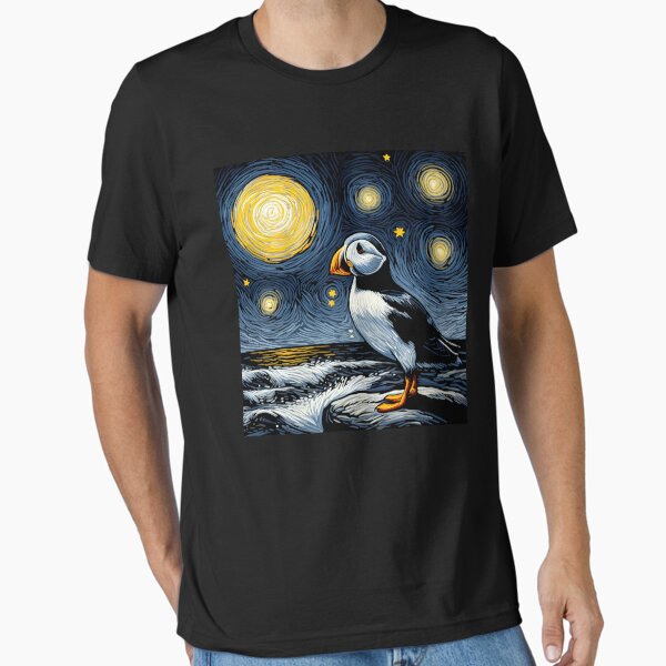Item preview, Starry Night Puffin Bird Beak Coastal Van Gogh Bird Lover designed and sold by Kimberley King Art  King Art.