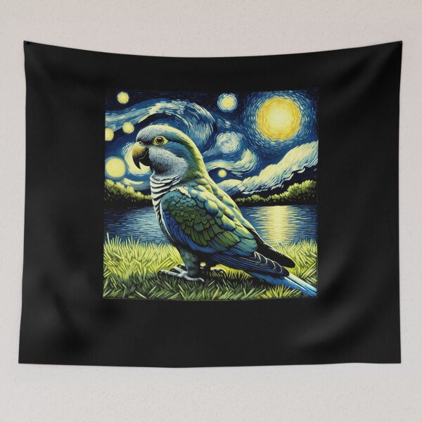 Item preview, Starry Night Quaker Parrot Van Gogh Bird Lover designed and sold by Kimberley King Art  King Art.