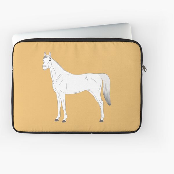 Aperçu de l'œuvre Cheval Abbayan, dessin cheval blanc, cheval oriental, races de chevaux du Yémen créée et vendue par WebEquitation®.