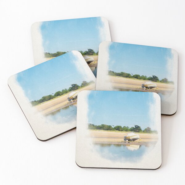 Item preview, boats laying on the beach in watercolor designed and sold by FotoMahieu.