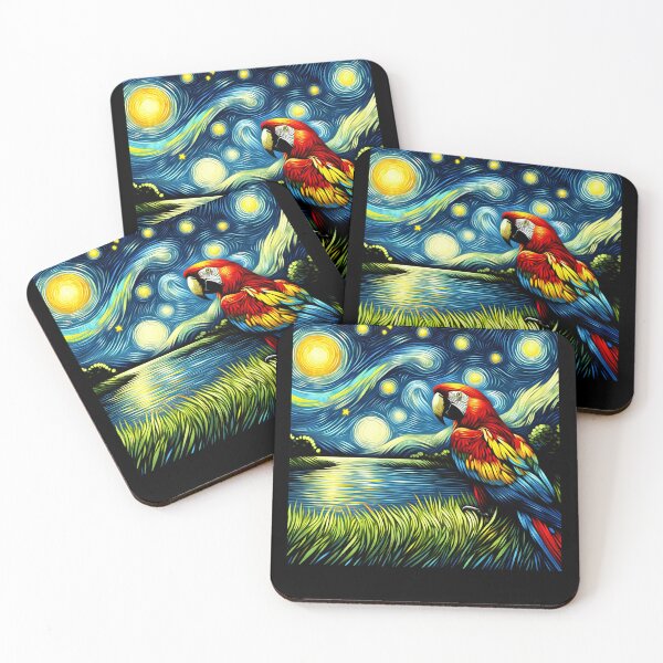 Item preview, Starry Night Scarlet Macaw Parrot Van Gogh Bird Lover designed and sold by Kimberley King Art  King Art.