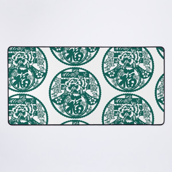 Item preview, Lucky sign green Ink Beautiful flowers Chinese paper cutting art and designs designed and sold by Bspaces.