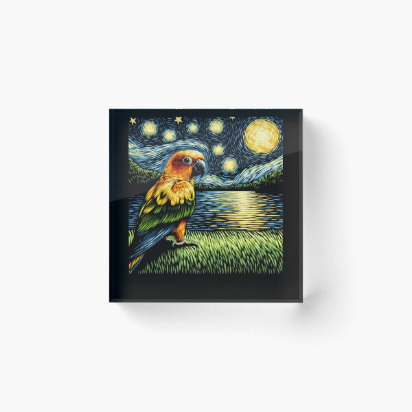 Item preview, Starry Night Sun Conure Parrot Van Gogh Bird Lover designed and sold by Kimberley King Art  King Art.