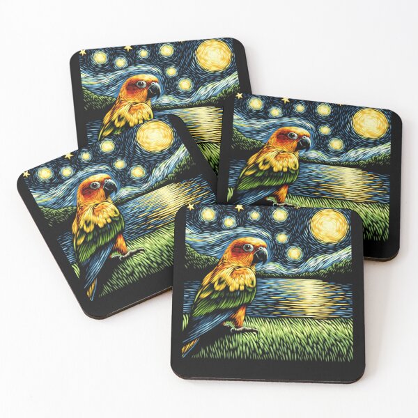 Item preview, Starry Night Sun Conure Parrot Van Gogh Bird Lover designed and sold by Kimberley King Art  King Art.