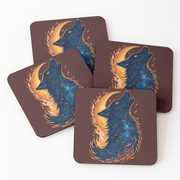 Item preview, Galaxy Wolf Howling at Moon – Cosmic Flame Art Design designed and sold by Thread-Verse.