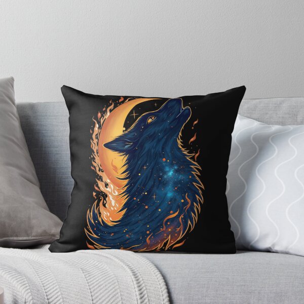 Item preview, Galaxy Wolf Howling at Moon – Cosmic Flame Art Design designed and sold by Thread-Verse.