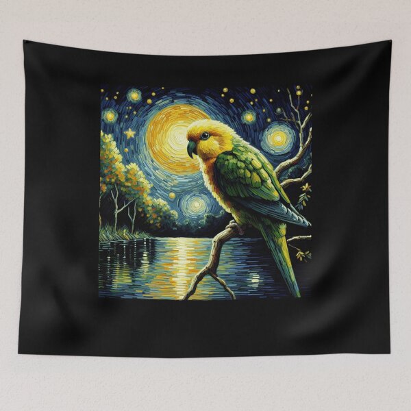Item preview, Starry Night Yellow Headed Parrot Van Gogh Bird Lover designed and sold by Kimberley King Art  King Art.