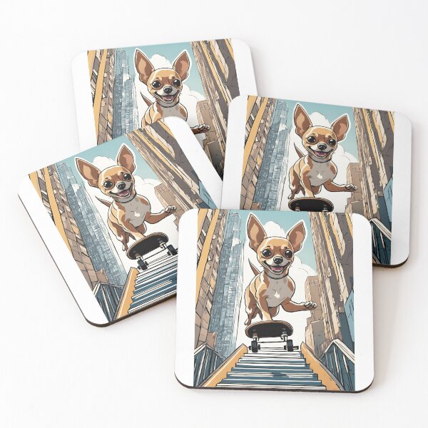 Item preview, A Chihuahua skateboarding in the city designed and sold by RogerDodger21.