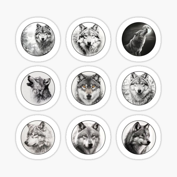 Artikel-Vorschau von Realistisches Wolf-Aufkleberpaket 2, designt und verkauft von Pencil-Art.