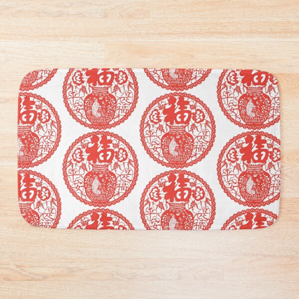 Item preview, Lucky sign Orange Ink Beautiful flowers Chinese paper cutting art and designs designed and sold by Bspaces.