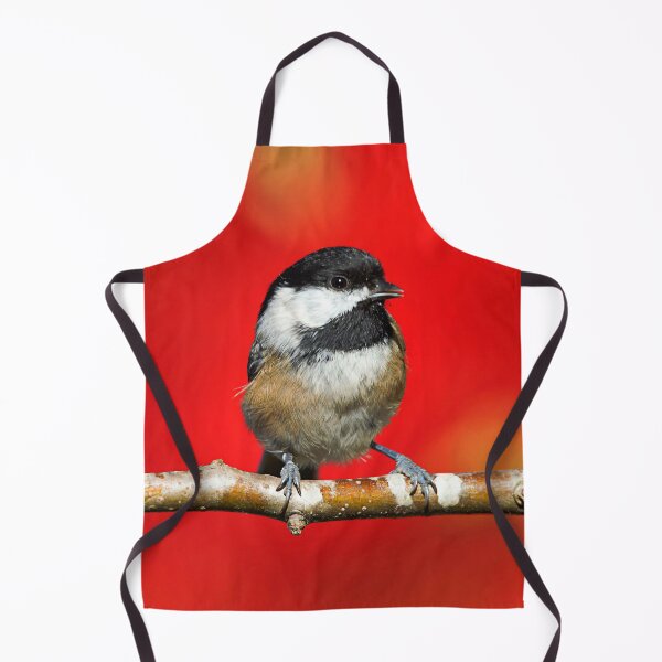 Item preview, Cute Black-Capped Chickadee with Red Autumn Leaves designed and sold by walkswithnature.