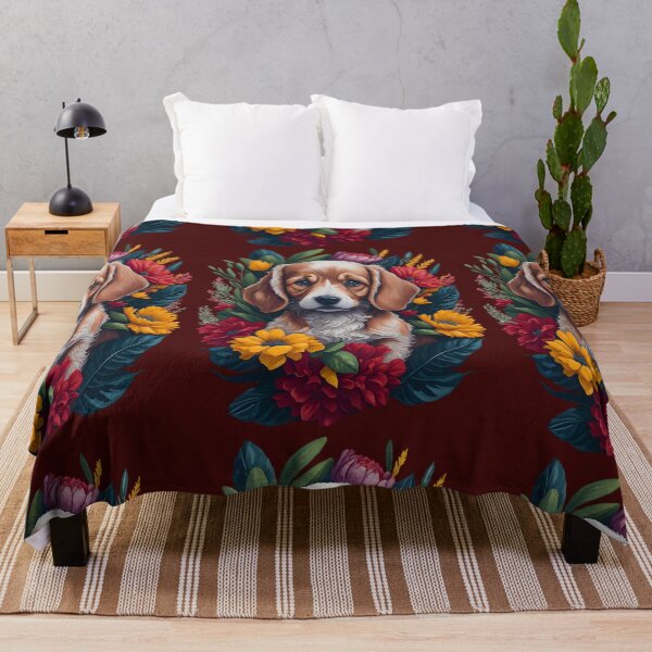 Item preview, Cute Puppy and Tropical Flowers designed and sold by ZanyPaintbrush.