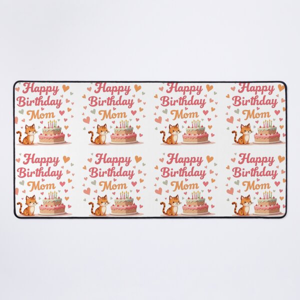 Item preview, Happy birthday mom, sweet kitty with hearts and birthday cake. designed and sold by nicnacc.