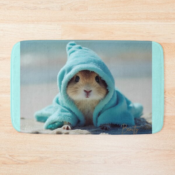 Item preview, Little hamster in a turquoise towel on the sandy beach designed and sold by Benitty.