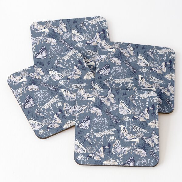 Item preview, Dragonflies, Butterflies, Moths and Floral Design on Navy designed and sold by TigaTiga.