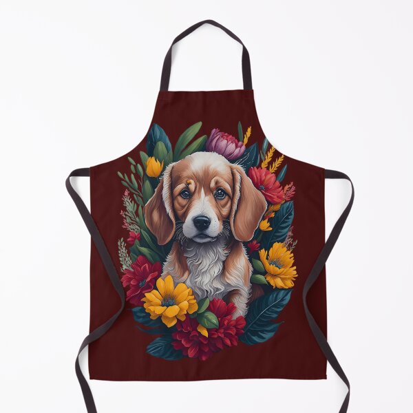 Item preview, Cute Puppy and Tropical Flowers designed and sold by ZanyPaintbrush.