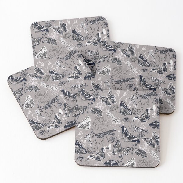 Item preview, Dragonflies, Butterflies, Moths and Floral Design on Grey designed and sold by TigaTiga.