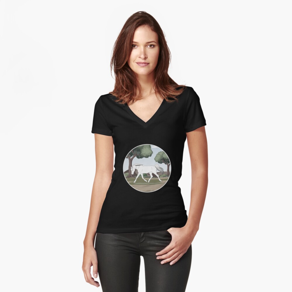 Aperçu de l'œuvre T-shirt moulant col V créée et vendue par WebEquitation.