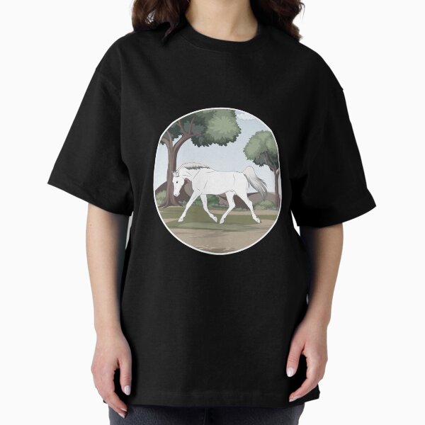 Aperçu de l'œuvre Cheval Arabe Shagya, cheval gris sur un fond de paysage, cheval oriental, races de chevaux de la Hongrie créée et vendue par WebEquitation®.