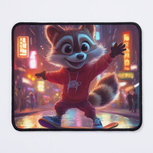 Item preview, Raccoon enjoying skateboarding in the evening designed and sold by ModHaven.