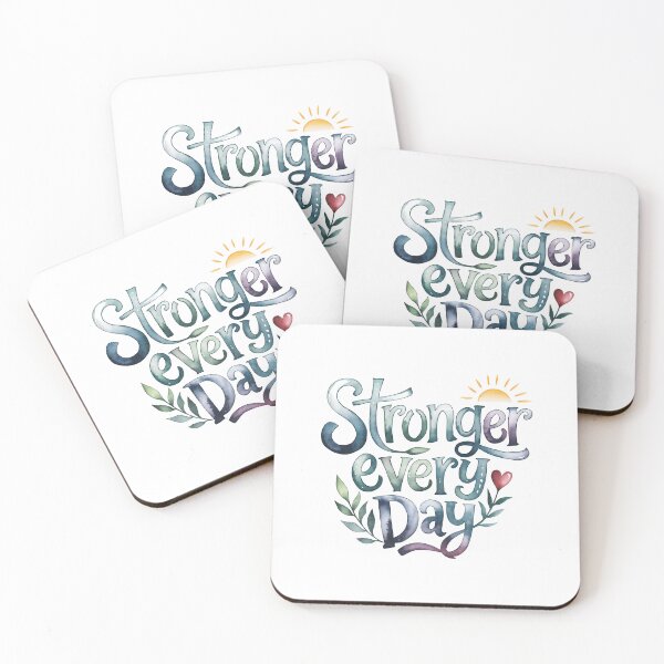 Item preview, Stronger Every Day - Cute Watercolor Motivational Quotes designed and sold by RiceArtShop.