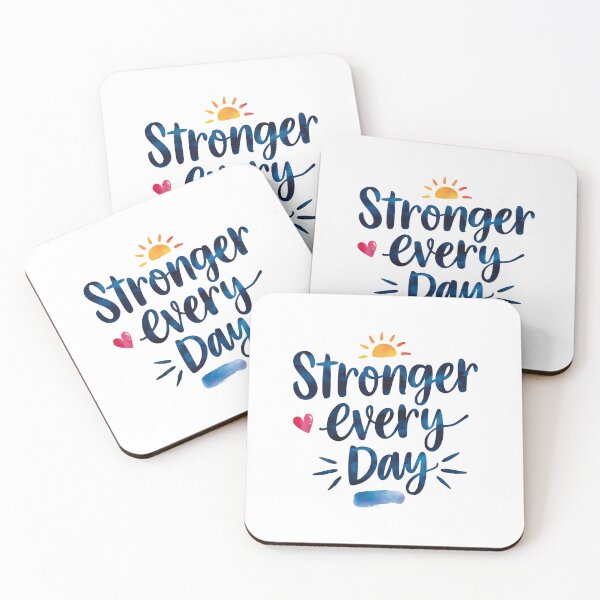 Item preview, Stronger Every Day - Cute Watercolor Motivational Quotes designed and sold by RiceArtShop.