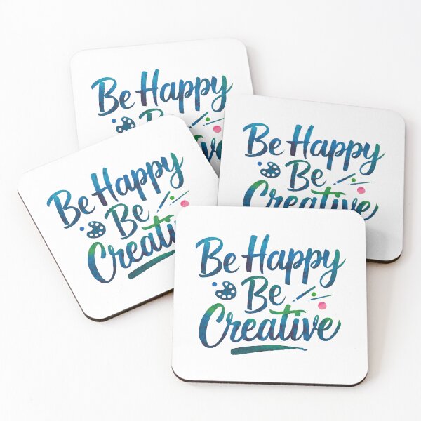 Item preview, Be Happy, Be Creative - Cute Watercolor Motivational Quotes designed and sold by RiceArtShop.