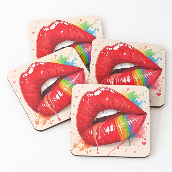 Item preview, Red lips with rainbow! designed and sold by AhArtMe.