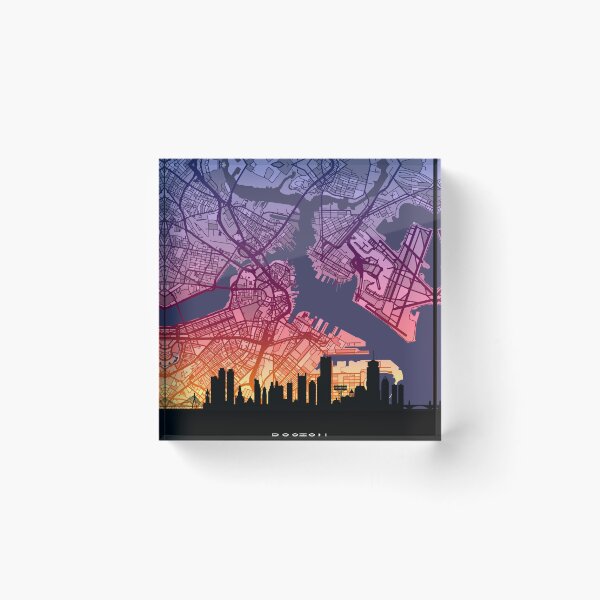 Item preview, Boston Massachusetts Skyline Map designed and sold by ArtPrints.