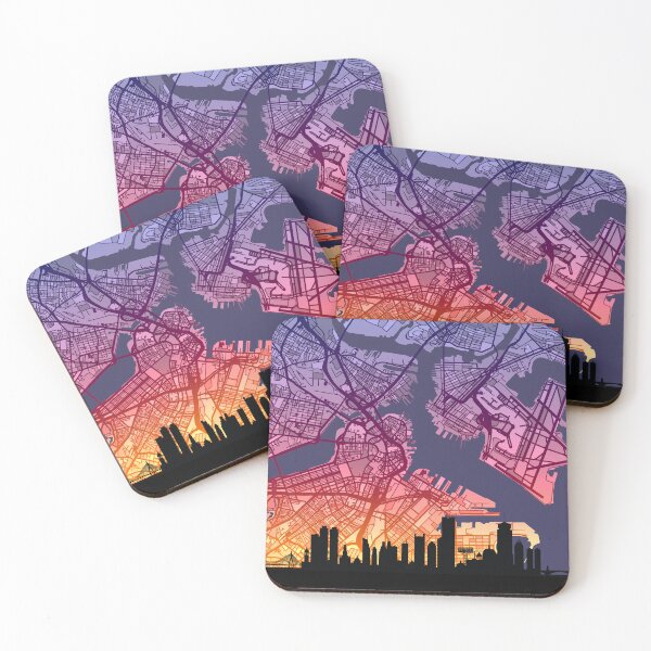 Item preview, Boston Massachusetts Skyline Map designed and sold by ArtPrints.