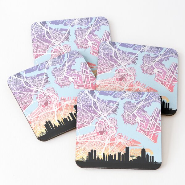 Item preview, Boston Massachusetts Skyline Map designed and sold by ArtPrints.