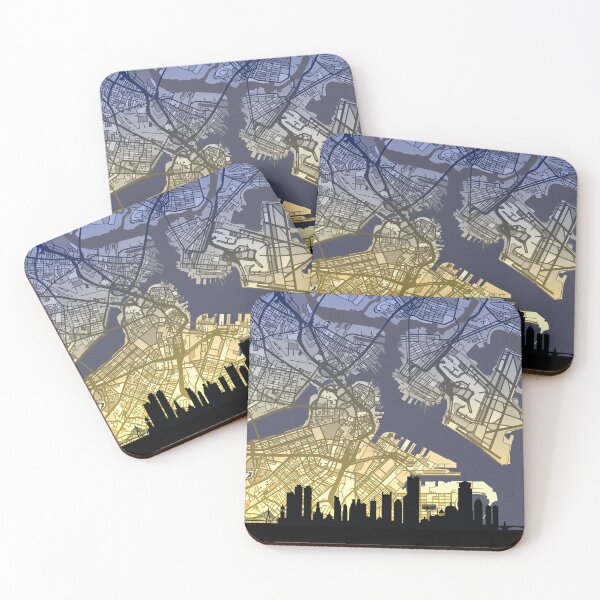 Item preview, Boston Massachusetts Skyline Map designed and sold by ArtPrints.