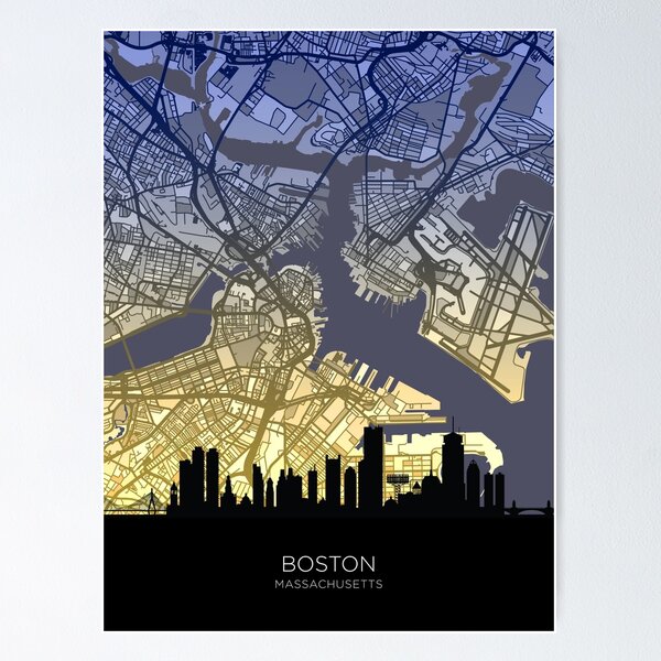 Item preview, Boston Massachusetts Skyline Map designed and sold by ArtPrints.