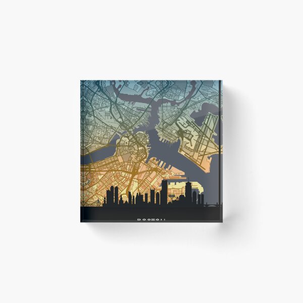 Item preview, Boston Massachusetts Skyline Map designed and sold by ArtPrints.