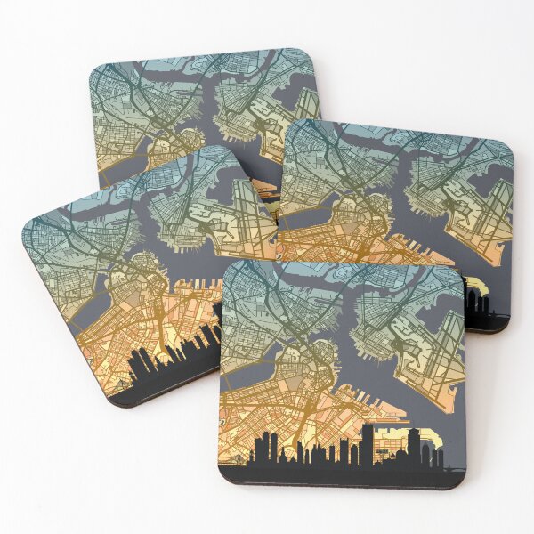 Item preview, Boston Massachusetts Skyline Map designed and sold by ArtPrints.